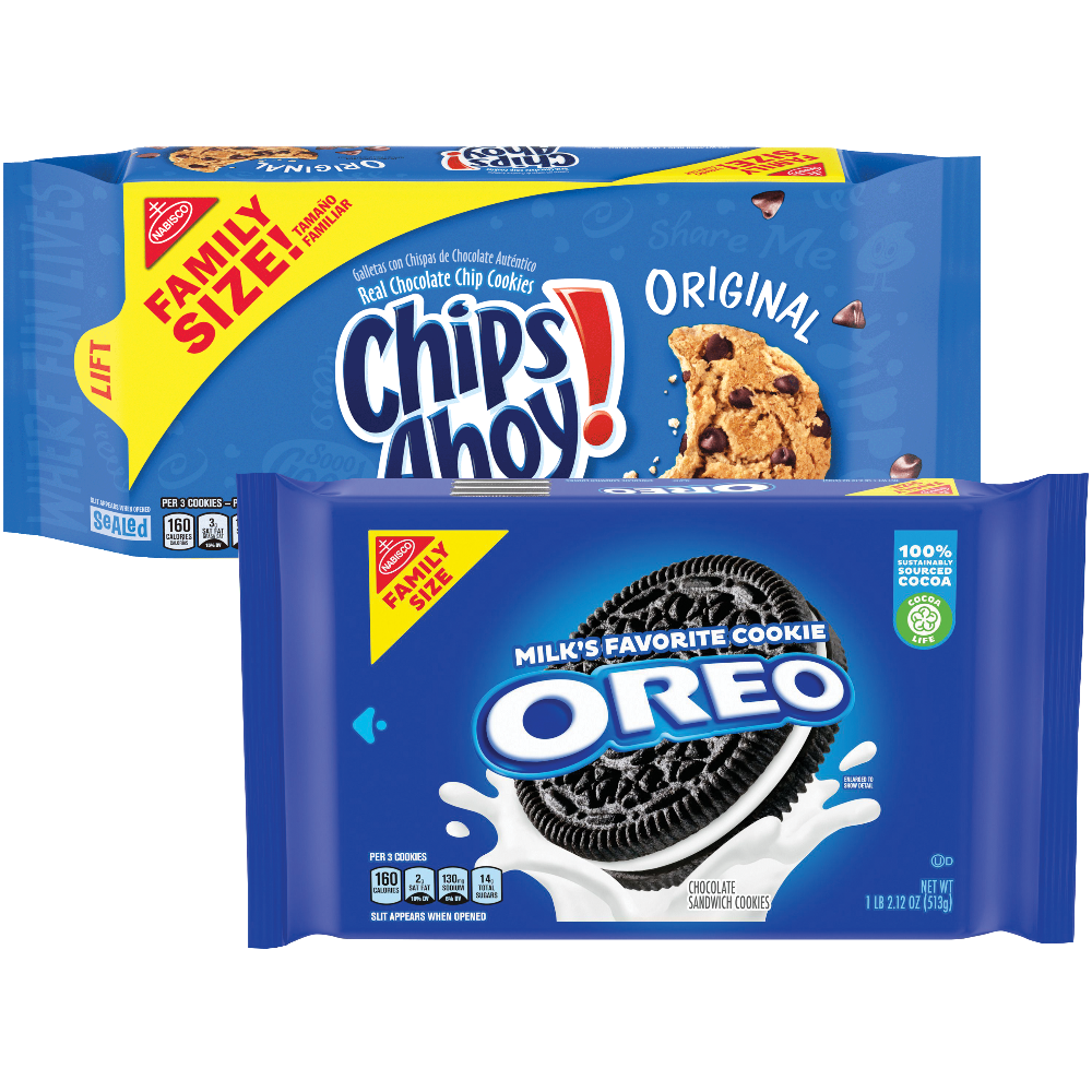 Nabisco Family Size Oreo or Chips Ahoy Cookies