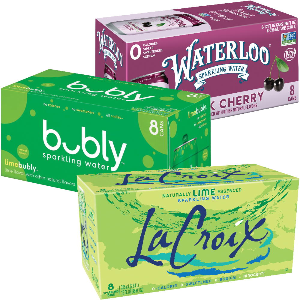 LaCroix, Bubly or Waterloo Sparkling Water