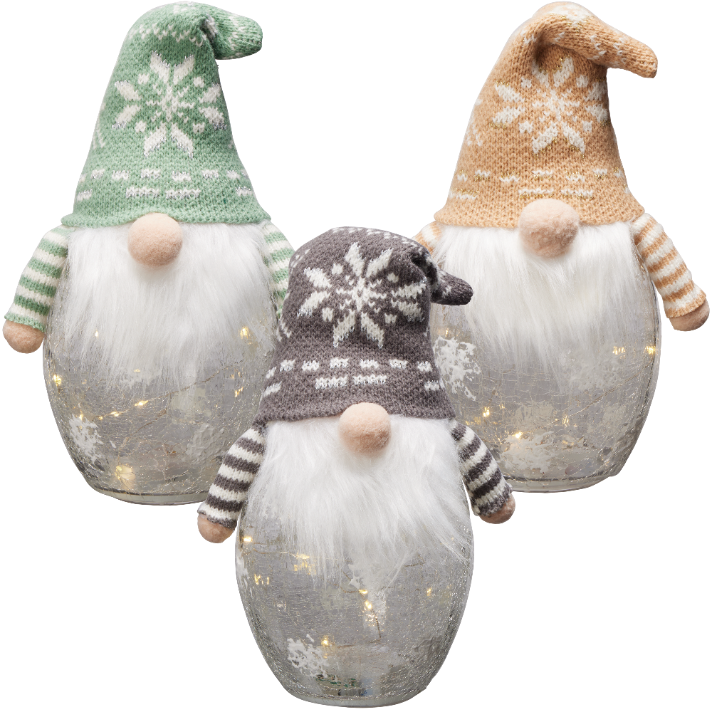 Holiday Home LED Crackle Glass Gnome