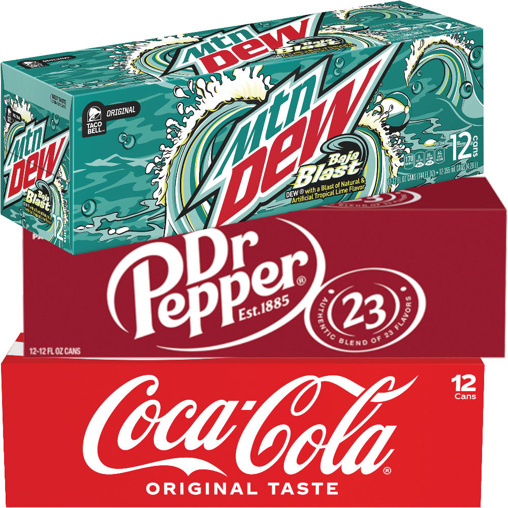 Coca-Cola, Dr Pepper or Mountain Dew