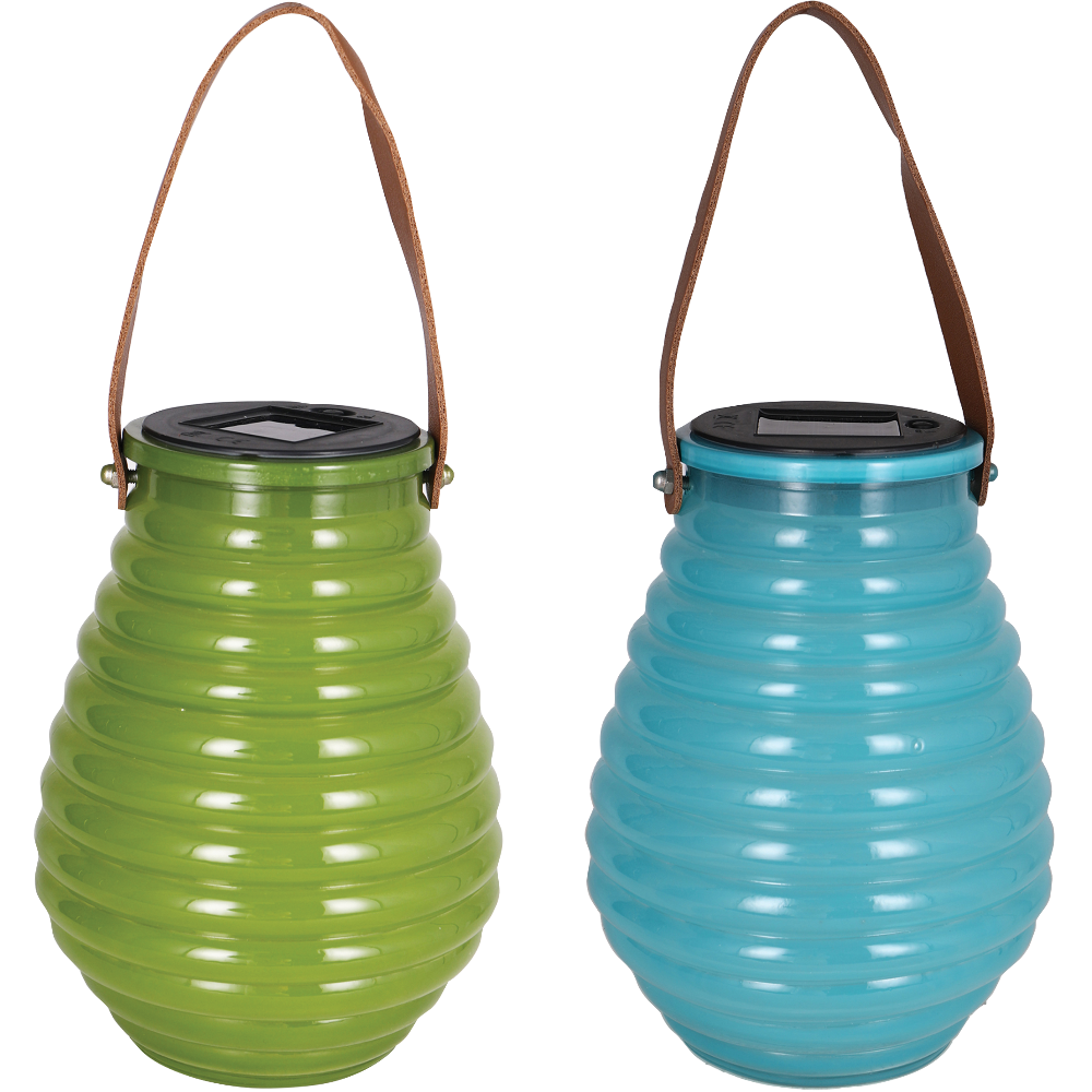 HD Designs Outdoors Tinted Glass Solar Lantern
